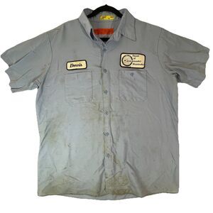 Vintage Kawasaki Mechanic Shirt 90's Short Sleeve Distressed Grunge "Dennis"